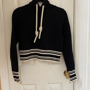 Zara Black and White Striped Hoodie
